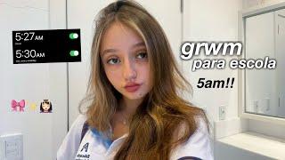 grwm 5AM para a escola | skin care, maquiagem e cabelo ‍️⭐️