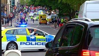 Police stop stupid drivers driving through road closure at serious incident