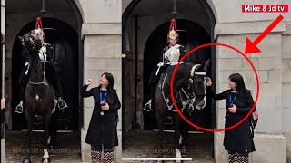 SILLY Disrespectful Tourist PROVOKES Kings Horse Guard! Guard Quickly Responds! Royal Guard,