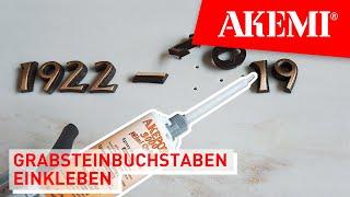 Grabsteinbuchstaben und Grabsteinschriftzüge schnell und sicher einkleben mit AKEPOX 3000 Mini Quick