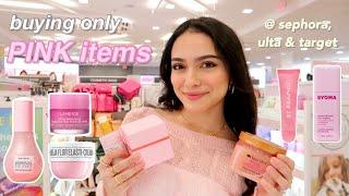let's go shopping for only PINK makeup and skincare!