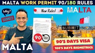 Malta's 90/180 Work Permit Rules EXPLAINED for Visa/Biometric ! Malta Work Permit Update 2024