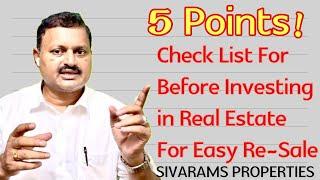 5 points check list for before investing in real estate for higher returns 2024