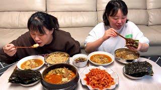 집밥먹방) 콩나물밥,무생채,달래장 만들어서 슥슥 비벼 먹었쥬~ (ft.김,차돌박이 된장찌개)|Home meal(Radish Kimchi, Doenjangjjigae) Mukbang