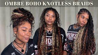 Spicy Ombre Human Hair Boho Knotless Braids PERFECT FOR VACATION Ft CurlsQueen Hair