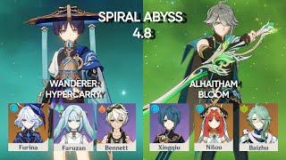 Wanderer Hypercarry & Alhaitham Bloom - Spiral Abyss 4.8 Floor 12 - Genshin Impact