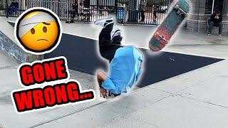 BACKFLIP on a SKATEBOARD?! (gone wrong)