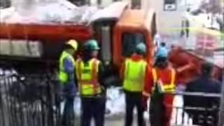 Salt Spreader Gets Trapped in Sinkhole