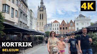 [4k]Kortrijk, Belgium Summer Walking Tour 2024