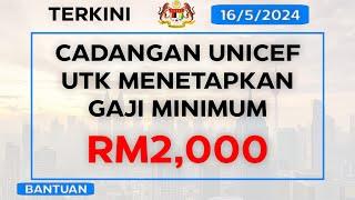 UNICEF Bercadang Untuk Menetapkan Gaji Minimum RM2,102 sebulan