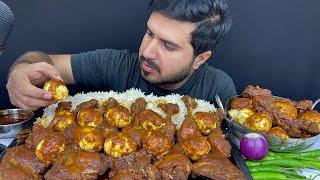 ASMR; EATING SPICY CHICKEN+EGGS CURRY WITH RICE+EXTRA GRAVY || REAL MUKBANG(NO TALKING)