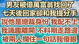 男友被億萬富翁找回了！七天後回家卻和我提分手！說他是總裁身份 我配不上！我識趣離開 不料剛走路邊！被兩人攔住一句話我傻眼！#幸福敲門 #為人處世 #生活經驗 #情感故事