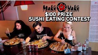 $100 Prize SUSHI EATING CONTEST at Maki Maki in Whittier, CA!! #RainaisCrazy