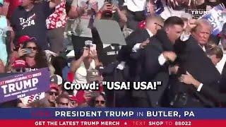 Crowd shouts "USA! USA!" after apparent assassination attempt on Trump