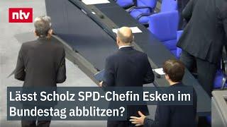 Lässt Scholz SPD-Chefin Esken im Bundestag abblitzen? - Kuriose Szene nach Vertrauensfrage  | ntv