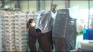 Chair factory in korea. Plastic chair mass production process