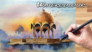  STUNNING WATERCOLOR LANDSCAPE PAINTING TUTORIAL | YET IT'S SO EASY TOO | जलरंग निसर्गचित्र पेंटिंग