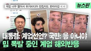 "한국 뭔 일임?" 해외에서 유행하고 있는 비상계엄 밈 모아봄 | 뉴스핀