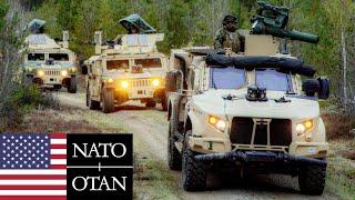 US Marines, NATO. Tanks and armored vehicles during military exercises in Sweden.