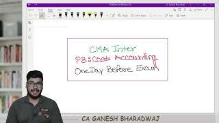 CMA INTER I P8 COST ACCOUNTING I  One Day Before Exam Strategy