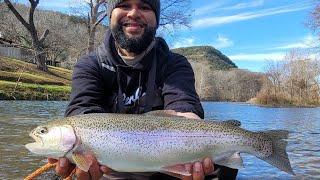 Wade fishing The Guadalupe River for Rainbow Trout