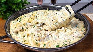 I have never eaten such delicious pasta! Famous alfredo fettuccine recipe with chicken breast