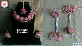 Bridal floral jewellery set for Haldi, Mahendi, Sangeet, Baby Shower || Radhika Creation ||