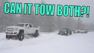 MY SEMA TRUCK RESCUING TRUCKS IN THE SNOW!