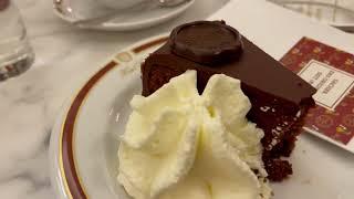 Hotel & Cafe Sacher Eat tasty Sachertorte cake  / Essen Sachertorte Kuchen in Wien, Austria