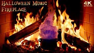  Spooky Halloween Fireplace Ambience with Music  Halloween Music Background  Filmed in 6K 80fps