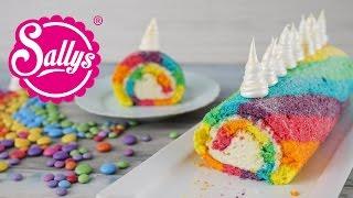 Einhorn Biskuitrolle / Regenbogenrolle / Rainbow Unicorn Swiss Roll / Sallys Welt