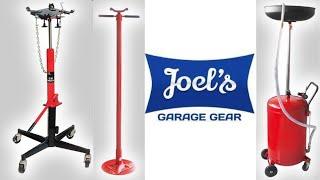 Joel's Garage Gear Hoist Accessories - Waste Oil Drain Tank - Transmission Jack - Under Hoist Stand