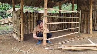 bamboo house construction completed, girl building bamboo house - Bàn Thị Ta