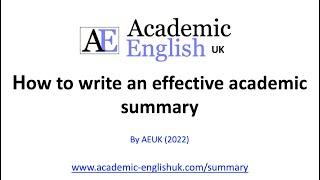 How to write an effective academic summary