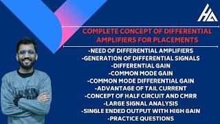 Complete Concept of Differential Amplifier || Analog Electronics (Part 2) : Placement Course III