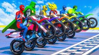 SPIDERMAN, HULK, DEALPOOL VS DR DOOM | Racing Motorcycles Event Day Competition Challenge #1026