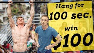 Hang 100 seconds for $100 Challenge  VS  Pro climbers **World Record?**