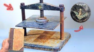 1885 German Book Press Restoration - From Ruin to Masterpiece