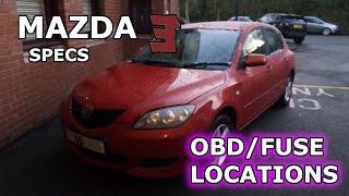 Mazda 3 specs, OBD and fuses