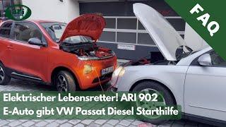 Wie gebe ich einem Verbrenner Starthilfe mit dem E-Auto? ARI 902 Starthilfe Praxistest mit VW Passat