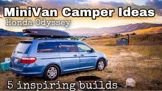 **5 Awesome MiniVan Camper Conversions** Honda Odyssey Minivan Camper Tour, Inspiration and Ideas