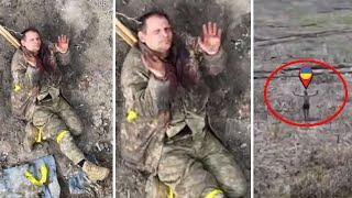 Moment a Russian drone saved the life of a surrendering Ukrainian soldier