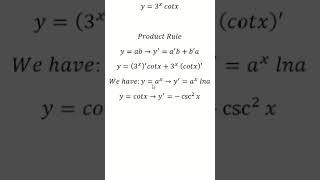Calculus Help: y=3^x  cotx - Product Rule - Exponential Rule - Trigonometry - Derivative