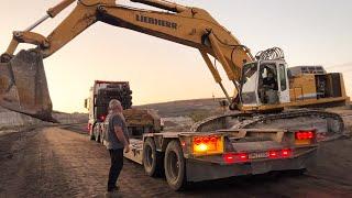 Transporting On Site The Liebherr 964 Excavator - Fasoulas Heavy Transport - 4k