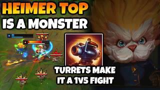 Heimerdinger Top literally turns lane into a 5v1 with his turrets. Good luck if you're melee.