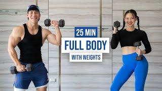 25 MIN FULL BODY STRENGTH WITH DUMBBELLS I include warm up & cool down, no repeats