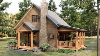 32'x26' (10x8m) Your Perfect Home Awaits: Inside a Stunning Wood Cabin