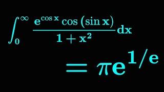 MESMERIZING integral result! int 0 to infty e^(cos(x))cos(sin(x))/(1+x^2)