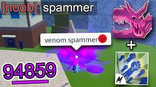 Destroying NOOBS With THIS *OP* Venom COMBO... (Blox Fruits)