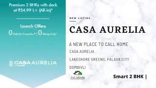 2BHK SMART with Balcony at Dombivli LODHA PALAVA, CASA AURELIA, 55lakhs all in Call - 9323070246